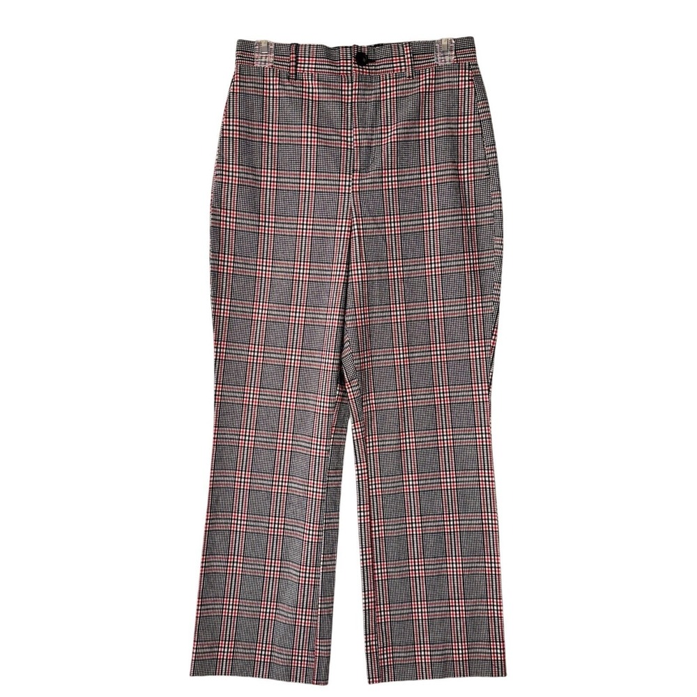 Free Assembly Crop Kick Flare Trouser Women Size 2 Multi Plaid Cotton‎ Stretch